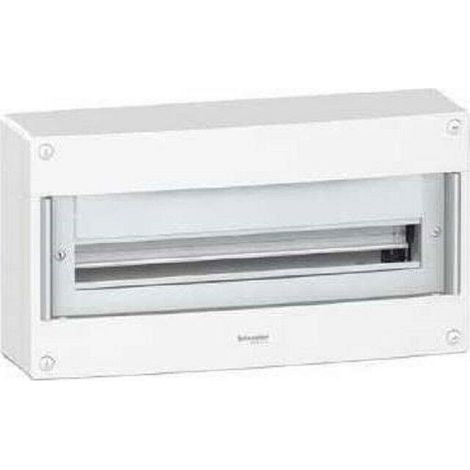 Coffret de repartition saillie 1 rangee 24 modules blanc 550x300x148mm sans porte avec bornier terre PRAGMA (1/5)