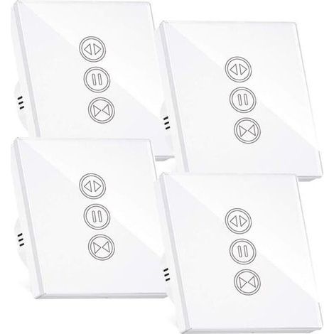 Interrupteur Volet Roulant Connecté, Interrupteur Volet Roulant Wifi,Compatible Avec Alexa/Google Home, Interupteur Connecté Tactile Rétro Éclairage Peut Éteindre Led Timer App Contrôle,4PCS (1/5)