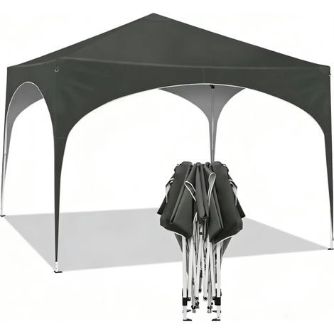 CHICFURN Gazebo da giardino pieghevole 300x300 cm grigio in metallo e tessuto (1/5)