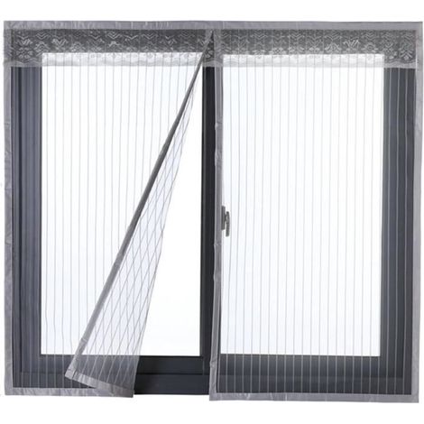 Moustiquaire Magnétique - Non spécifié - 120x130cm - Fibre de verre - Fixation auto agrippante - Gris (1/4)
