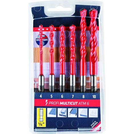 Coffret 6 Forets Multi-Matériaux Carbure 120° D. 4/5/6/7/8/10 x Q. 6.35 mm x Z2 - Pierre, Métal, Bois et s - Diamwood