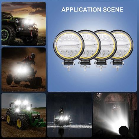 projecteurs de travail LED ronds à lumière ambre combinée pour SUV tout-terrain --- (1/5)