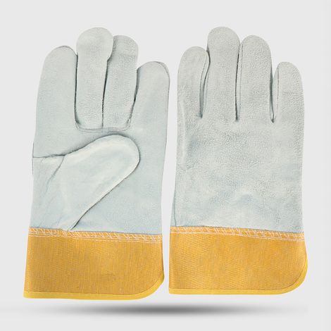 Gants de soudure Ortviai cuir vache double épaisseur résistants chaleur ignifuges antidérapants taille unique paire (1/5)