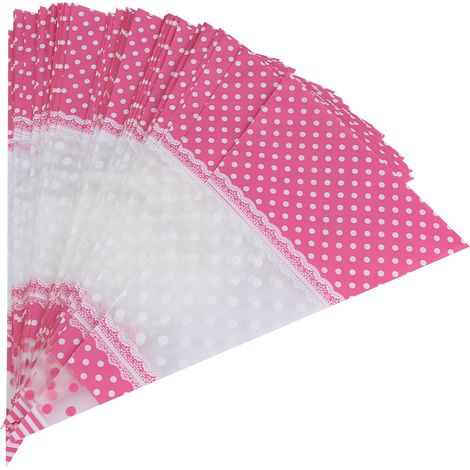 50 sachets transparents en forme de cône pour friandises, sachets à popcorn, sachets à bonbons en cellophane avec attaches torsadées (1/5)