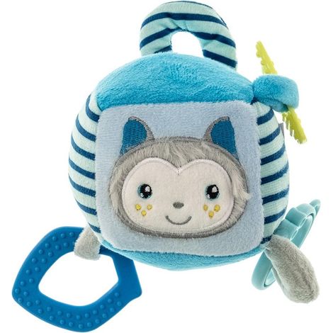 Gioco per cani primi morsi cubo procione azzurro 8 cm