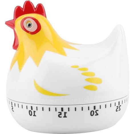 Timer per pollo, conto alla rovescia con motivo a pollo, regali per la cucina, per gli amanti della cucina, per cucinare, cuocere al forno, timer per uova e promemoria (bianco) (1/5)
