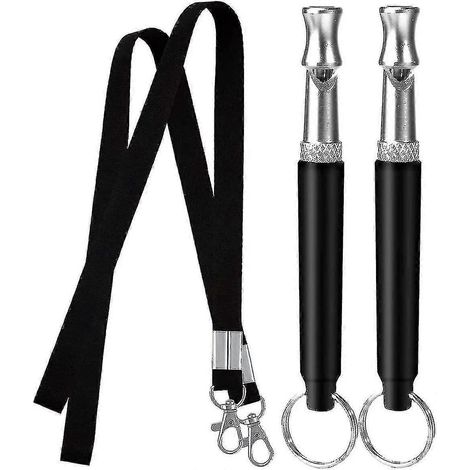Lot de 2 sifflets pour chien anti-aboiements, sifflets ultrasoniques silencieux et réglables, sifflets de dressage avec cordon (1/2)