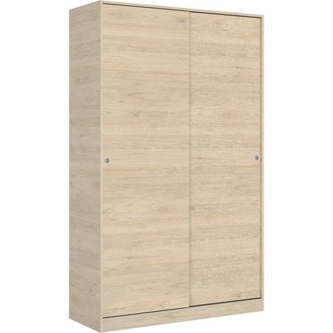 Dmora - Guardaroba 2 ante Alyson, Mobile appendiabiti per camera da letto, Armadio ante scorrevoli, 120x50h204 cm, Rovere