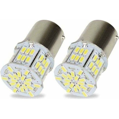 2Pcs Lampe LEDs 1156 BA15S P21W LED Lampe 3014 54SMD Super Brillant, XU,Blanche pour Voiture Auto Feu Arrière Les Clignotants Lampe Feux de Recul 12V 6500K - KZQ (1/4)