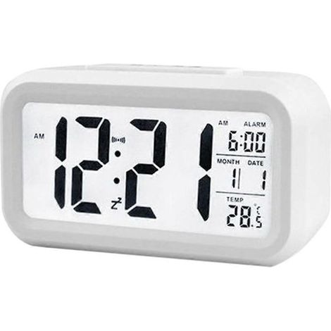 Réveil numérique avec grand écran LED, affichage de la température et de la date - réveil de chevet à piles, adapté aux enfants et aux personnes au sommeil profond. (1/4)