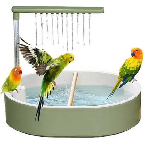 Papageienbad mit automatischer Vogeldusche, großem Vogelduschenbrunnen mit fließendem Wasser, USB-Kabel inklusive.