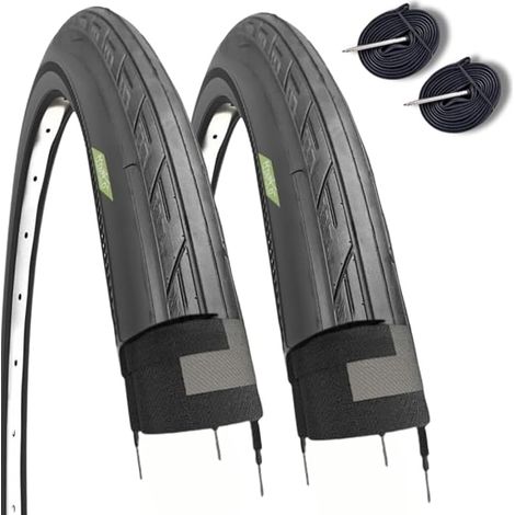 2 COPERTONI 700 X 25C (25-622) + 2 CAMERE CON VALVOLA FRANCESE 48 mm PNEUMATICI STRADALI PER BICI DA CORSA ROAD BIKE BDC STRADA DA PASSEGGIO (1/4)