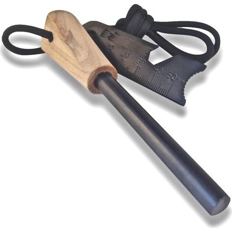 Kit d'allumage de feu avec bâton de silex, règle, allume-feu dentelé, kit d'allumage rapide de feu de camp, bord dentelé et décapsuleur, outil de survie bushcraft (1/5)
