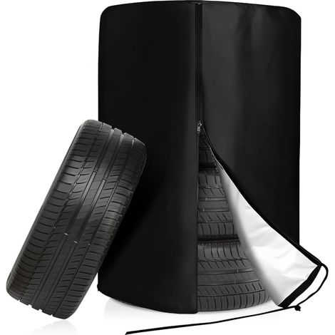Housse de pneu universelle pour 4 grandes housses de rangement de pneus avec fermeture éclair et cordon de serrage - Housse de protection étanche pour roue de secours - Ø 80 cm x H 115 cm (1/5)
