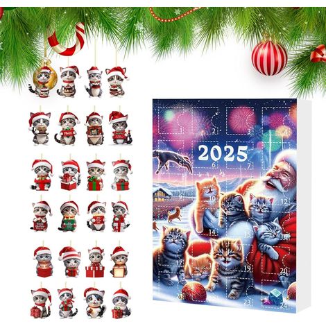 Countdown Calendar - 2D Acrylic Pendant, 24 Days of Christmas Advent Calendar, For New Year's, Christmas Tree, Backpack, Bag and Stocking stuffers (1/5)