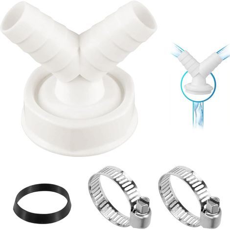 Adaptateur de vidange pour machine à laver, double raccord pour machine à laver, adaptateur Y 1/2" 19-24 mm et sortie de tuyau DN 40, pour lave-vaisselle et lave-linge (1/5)