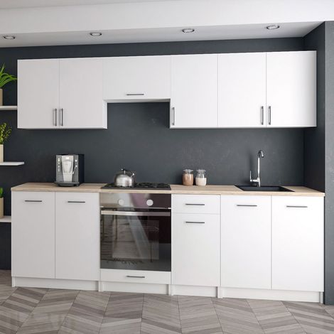 Moderne Küchenzeile LECO 240 cm in weiß matt – funktionales Design für jede Küche (1/3)