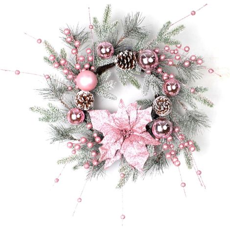 Couronne de Noël artificielle 50 cm – Pommes de pin – Déco porte (1/5)