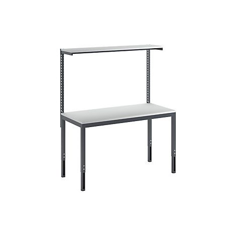 Mesa de trabajo de altura regulable con estante superior  de