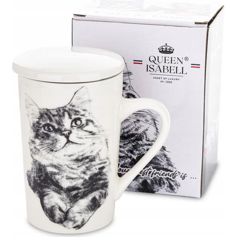 Taza grande con infusor con motivo de gato como regalo (1/5)