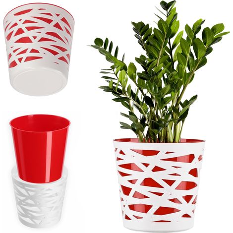 KADAX Blumentopf aus Kunststoff, Pflanztopf, rund, 17 cm, Rot