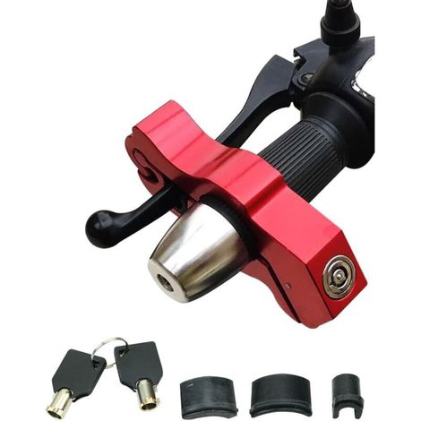1 pièce serrure de moto, antivol réglable, aluminium cnc, pour guidon moins de 38 mm, rouge (1/5)