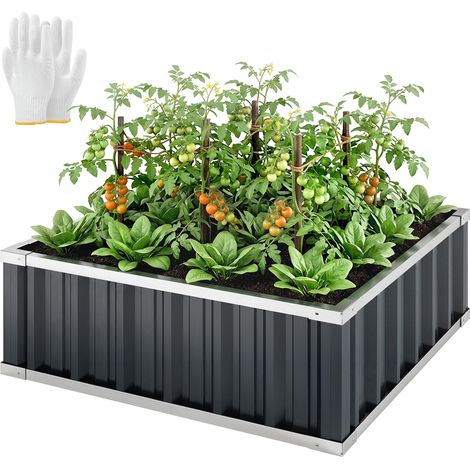 Lit pour potager surélevé en acier, fond ouvert et montage sans outils, 90x90x30cm (1/5)