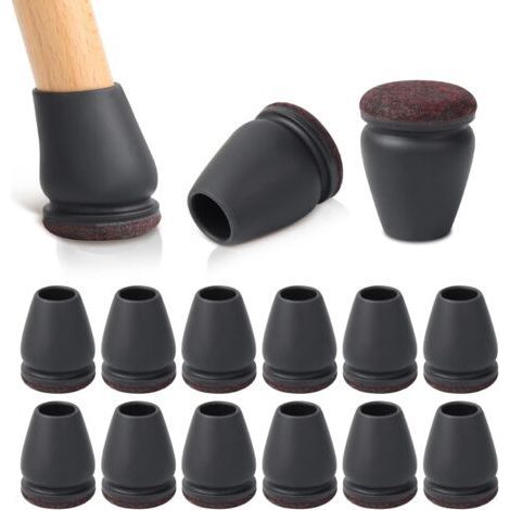 Protection Pied de Chaise, 24 Pièces Protecteurs de Sol en Silicone Noir, Chaise Protecteurs de Sol en Silicone, Petit Patin de Tampon de Sol pour sols en Bois Dur et carrelage, Ronde16-19mm (1/5)