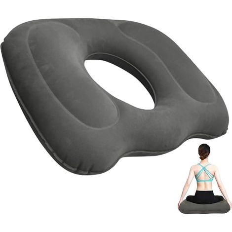 Coussin Coccyx, Coussin Hemorroide De Siège Gonflable, Anti Escarres Fessier Portable, pour Voyage, Chaises De Bureau, Fauteuils Roulants, Soulagement des Hémorroïdes (Gris) (1/3)
