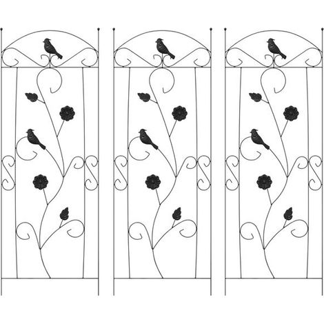 Clôture de jardin en trois sections, noire, 110 x 40 cm, acier. (1/5)