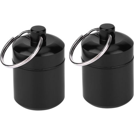 Lot de 2 boîtes à pilules en alliage d'aluminium noir oxydé, conteneur de stockage compartimenté (1/5)