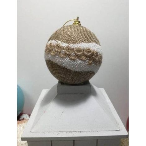 Palline beige juta ricamata decorazioni da addobbi natalizi per albero di natale d 10 cm (1/4)