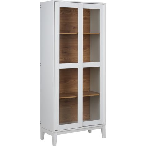 Armario decorativo con expositor de vidrio blanco Rumson