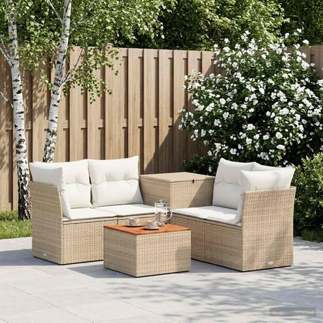 vidaXL Juego de Sofá 6 uds. Beige y blanco crema (1/5)