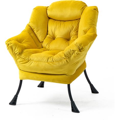 Chaise paresseuse confortable avec cadre en métal et poche latérale pour salon et chambre (1/5)