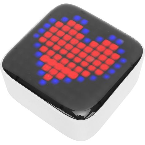 Mini enceinte Bluetooth rétro LED multicolore style pixel, portable et sans fil, idéale pour la chambre, le bureau, la chambre d'étudiant ou l'extérieur (gris). (1/5)
