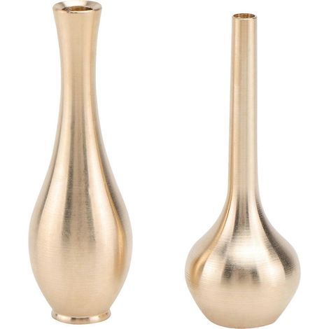 Lot de 2 mini vases décoratifs en cuivre pur, vases de bureau en laiton, vases créatifs (2 styles)-6x2.5cm-Golden (1/3)