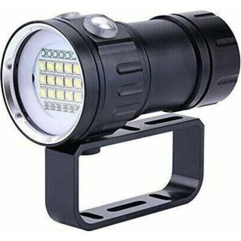 IPX8 wasserdichte Unterwasserleuchte mit 18000 Lumen, beständig bis 80 Meter Tiefe, ideal für Unterwasserfotografie und -videos.