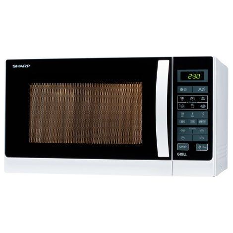 Sharp Home Appliances R-742WW forno a microonde Superficie piana Microonde con grill 25 L 900 W Nero, Bianco