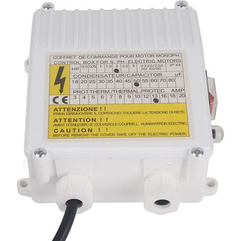 Boîtier de commande de pompe, interrupteur de protection thermique intégré pour pompes submersibles pour puits profonds, pompes à eau portables (prise UE 1500 W 220 V) (1/5)