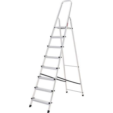 Oryx Escalera Aluminio 8 Peldaños Plegable, Uso doméstico, Antideslizante, Ligera y Resistente (1/5)