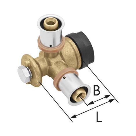 Ángulo en T de pared de latón GW ultraPRESS - 16 Rp1/2"" L = 41 mm