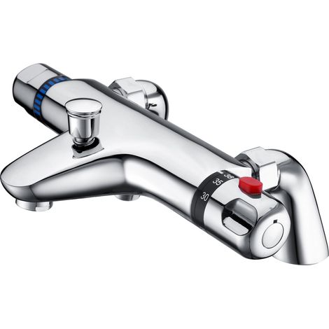 Signature Thermostatic Bath Shower Mixer Tap Pillar Mounted - Chrome (1/2)
