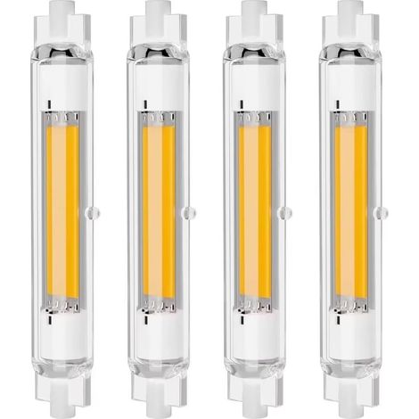 Ampoules R7S led 118mm Dimmable 30w, 2000LM, Blanc Froid 6000K Ampoules R7S LED COB Double Ended 118mm 30w 220V, Éclairage à Faisceau 360 °, Paquet de 4 [Classe énergétique F] (1/5)
