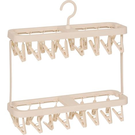 Séchoir Pliable 2 Niveaux "32 Pinces" 43cm Beige (1/2)