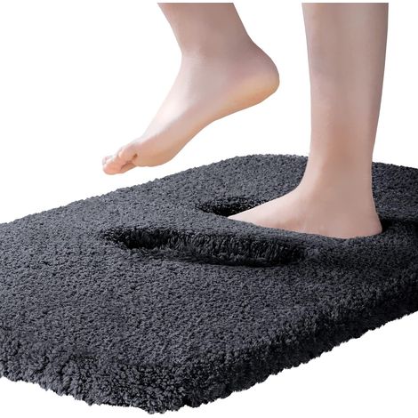 Tapis de Bain Extra Epais Tapis Salle de Bain Antidérapant Tapis Sortie de Douche Très Absorbant Tapis de Sol Salle de Bain Ultra Doux en Microfibre Lavable en Machine 50 x 80cm,Noir (1/5)
