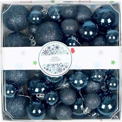 Bruchsichere Weihnachtskugel aus Kunststoff mit Pailletten, matter Oberfläche, einfach aufzuhängen, dekorativer Weihnachtsbaumschmuck, marineblau (1/5)