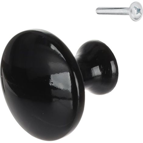 Perilla de mueble redonda negra brillante Riex XK06 (1/5)