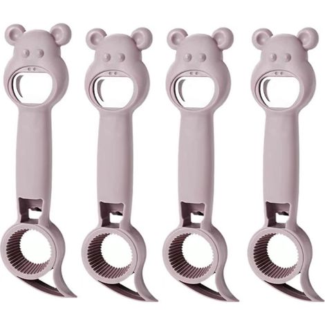 Set di 4 apribottiglie multifunzione 4 in 1 per birra, marmellata, vino e altre bevande (viola) (1/5)