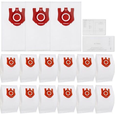 Lot de 15 Sac Aspirateur pour Miele Applicable Model,S400i-S456i,S2000-S2999,Classic C1,S600-S658,S5000-S5999 FJM Série Sac à Poussière (Rouge) (1/5)